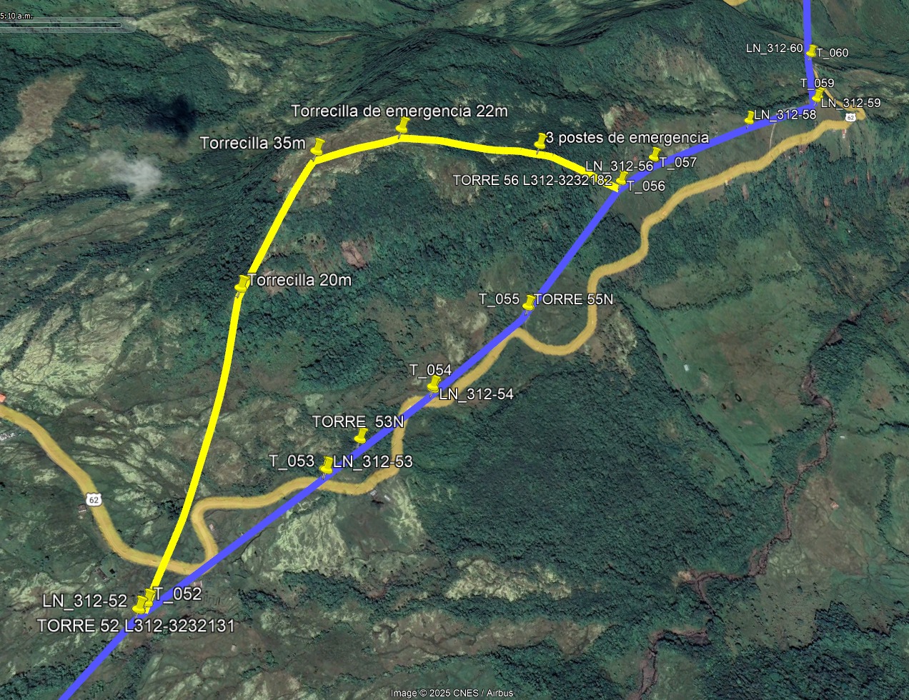 Imagen de mapa Ver franja amarilla: Ruta provisional para el trazado seguro de la línea de alta tensión Imagen de mapa Ver franja amarilla: Ruta provisional para el trazado seguro de la línea de alta tensión